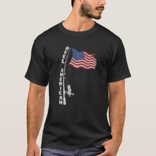 Camiseta Vara De Pesca E Carretel Da Bandeira Americana Dis