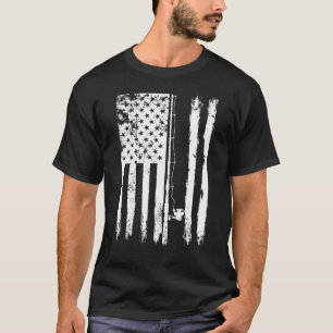 Camiseta Vara de Pescar Bandeira Americana Homens Mulheres