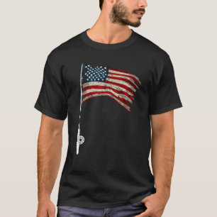 Camiseta Vara de Pescar Bandeira Americana Patriota Pescado