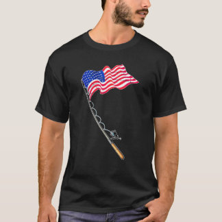 Camiseta Vara de Pescar Patriota Bandeira dos EUA Americana