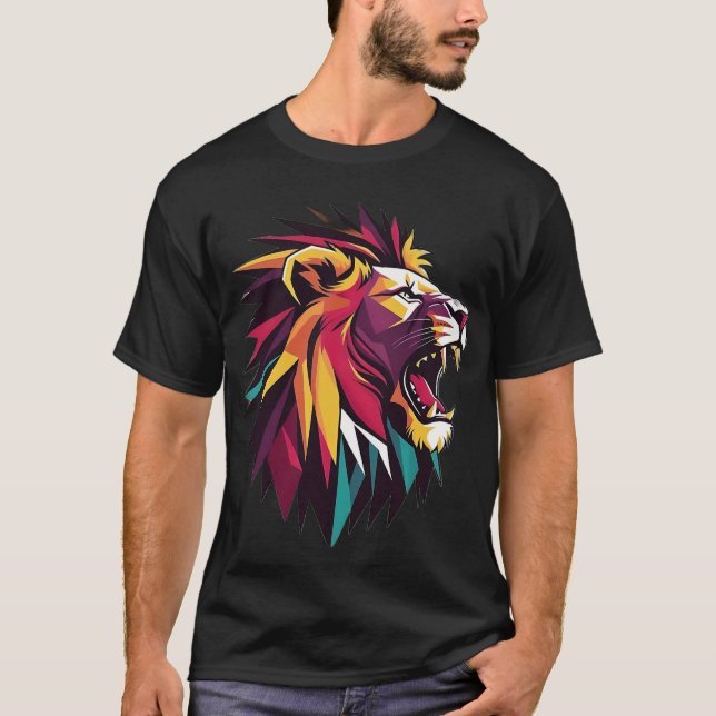 Camiseta "Vara majestosa: T-Shirt do Leão Artístico" (Frente)