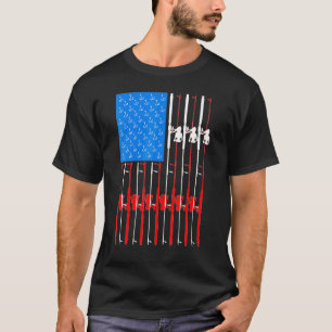 Camiseta Varas de Pesca Americanas Carrete de Pesca e Anz