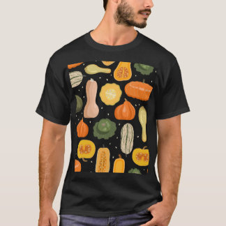 Camiseta Variedades de abóbora, ilustração sem costura do o