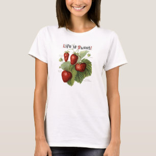 Camiseta Variedades de morango de linhagem branca A vida é