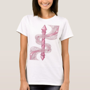 Camiseta Varinha de CRISTAL ROSA de Prata Elegante Design G
