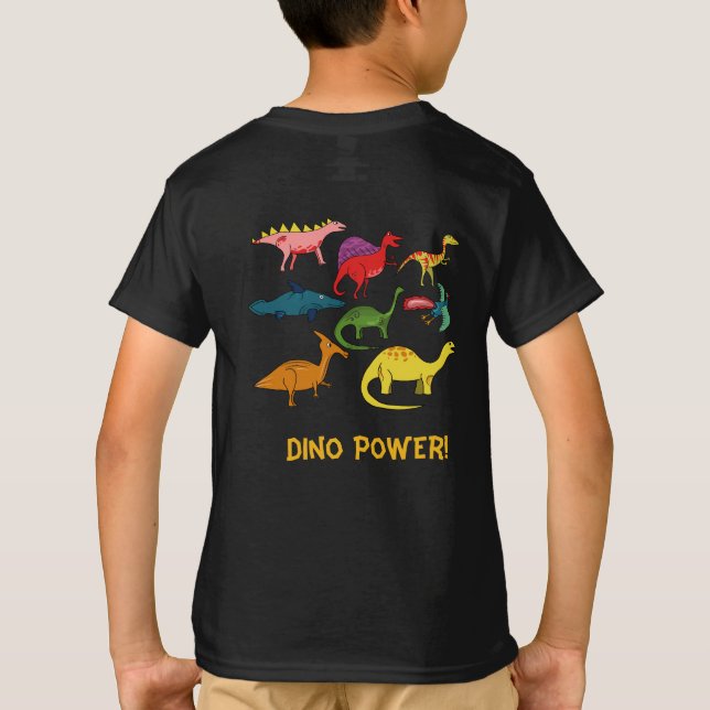 Camiseta Vários dinossauros de desenho animado em muitas co (Verso)