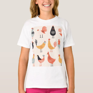 Camiseta Vários frangos em um fundo branco