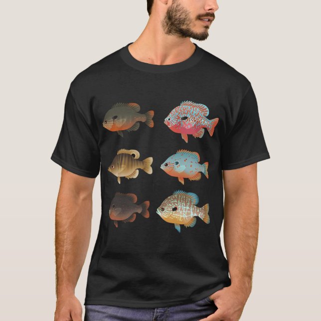 Camiseta Vários Sunfish (Lepomis sp.) Pacote (Frente)