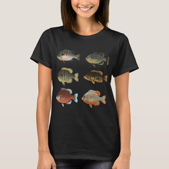 Camiseta Vários Sunfish (Lepomis sp.) Pacote (Frente)