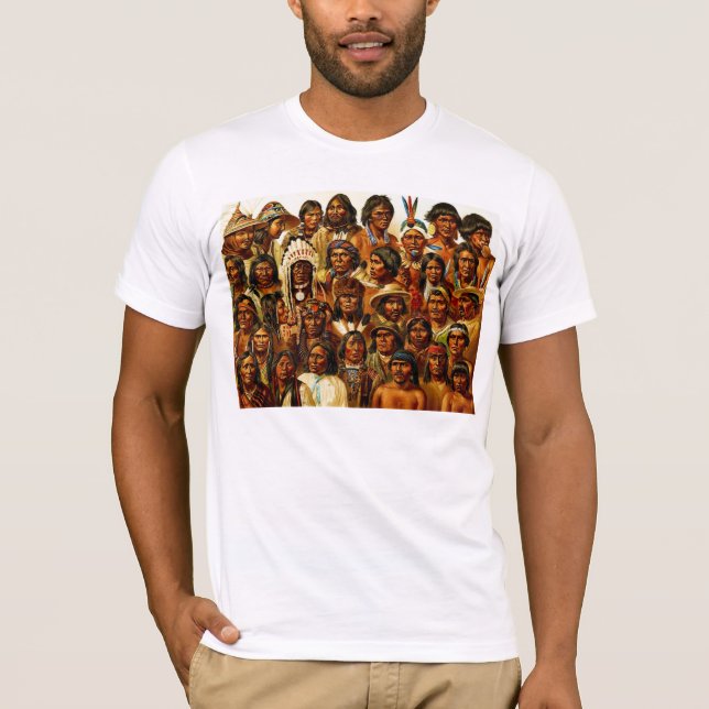 Camiseta Vários tribos de colagem dos indianos do nativo (Frente)