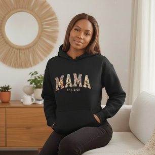 Camiseta Varsity Floral Colorida Mama Feminina Moderna