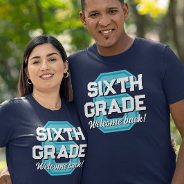 Camiseta Varsity Font Bem-vindo de volta ao sexto grau