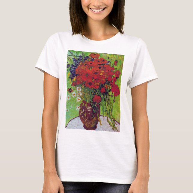 Camiseta Vase com Cornflower e Poppies, Van Gogh (Frente)