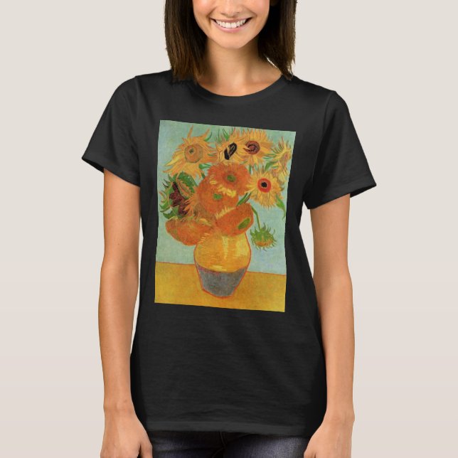Camiseta Vase com doze girassóis por Vincent van Gogh (Frente)