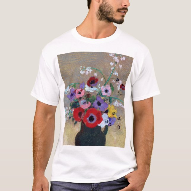 Camiseta Vase com Flores Mistas, Redon (Frente)