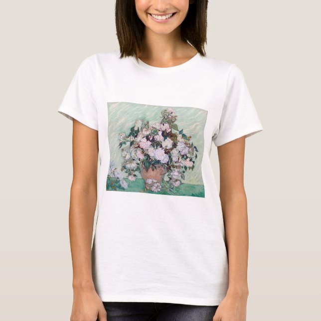 Camiseta Vase com Rosas Rosa, Van Gogh (Frente)
