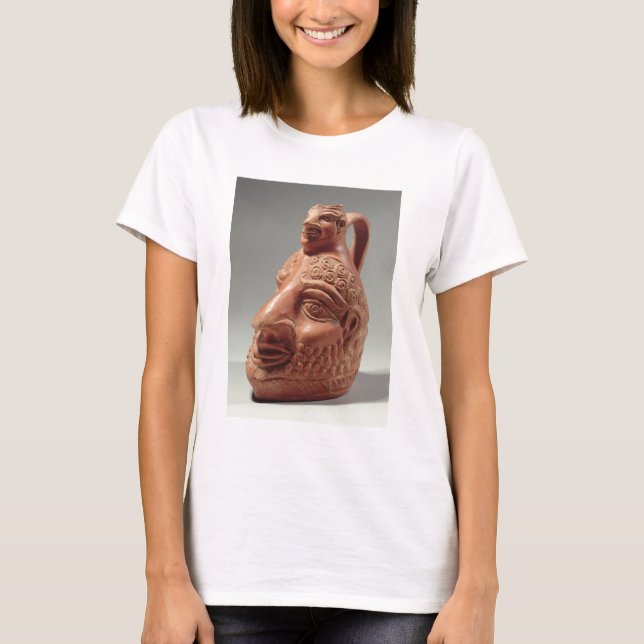 Camiseta Vase em forma de cabeça dupla, c.400 AD (cerâmica) (Frente)