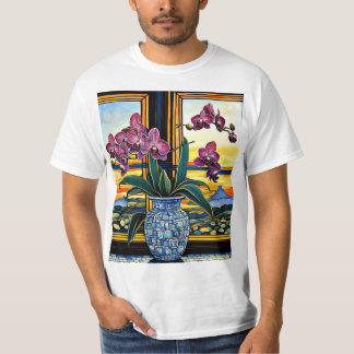 Camiseta Vaso azul com orquídeas 2