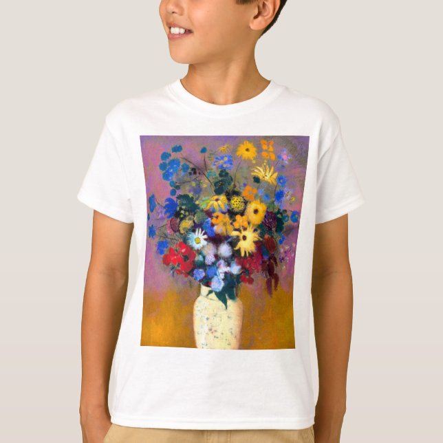 Camiseta Vaso Branco com Flores Odilon Redon (Frente)
