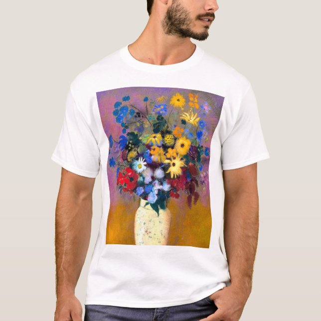 Camiseta Vaso Branco com Flores Odilon Redon (Frente)