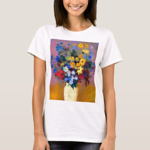 Camiseta Vaso Branco com Flores Odilon Redon