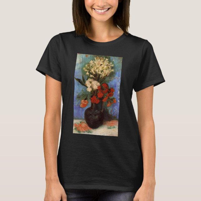 Camiseta Vaso com Cravos de Vincent van Gogh (Frente)