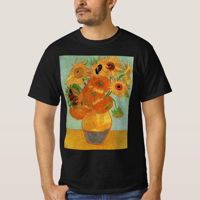 Camiseta Vaso com Doze Girassóis por Vincent van Gogh (Frente)