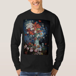 Camiseta Vaso com flores do prado e rosas por Van Gogh
