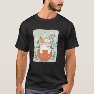 Camiseta Vaso com gato sorridente para jardineiro