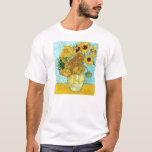 Camiseta Vaso com os doze girassóis por Vincent van Gogh<br><div class="desc">Ao melhor de meu conhecimento estas imagens estão no dominio público e acreditado para estar livres usar-se sem limitação nos E.U. 
 Contacte-me por favor se você descobre que qualqueras um imagens não estão no dominio público.</div>