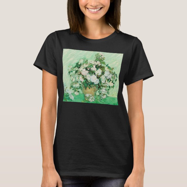 Camiseta Vaso com Rosas Cor-de-Rosa, Vincent Van Gogh (Frente)