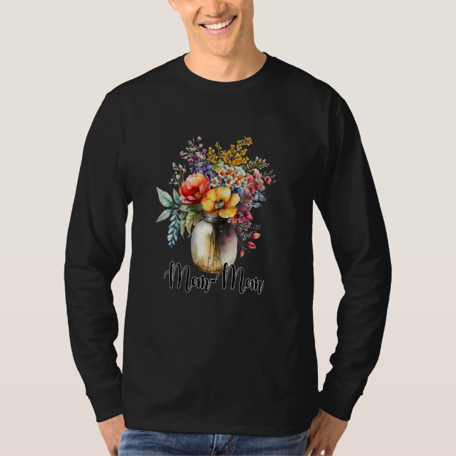Camiseta Vaso de Flores Silvestres para Mulheres Mãe Mãe (Frente)