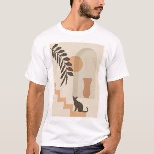 Camiseta Vaso de Folha de Escada Gato, Arte Geométrica Abst