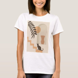 Camiseta Vaso de Folha de Escada Gato, Arte Geométrica Abst