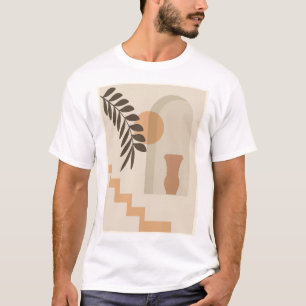 Camiseta Vaso de Folha de Escada Sol, Arte Geométrica Abstr