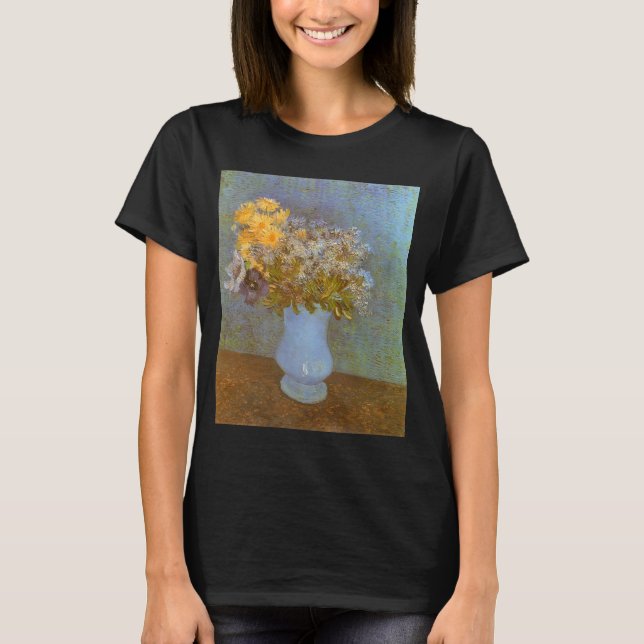 Camiseta Vaso de Lilases, Margaridas, Anêmonas de Vincent v (Frente)