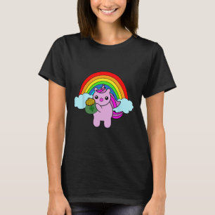 Camiseta Vaso de Ouro do Arco-íris de Unicórnio Fantasia do