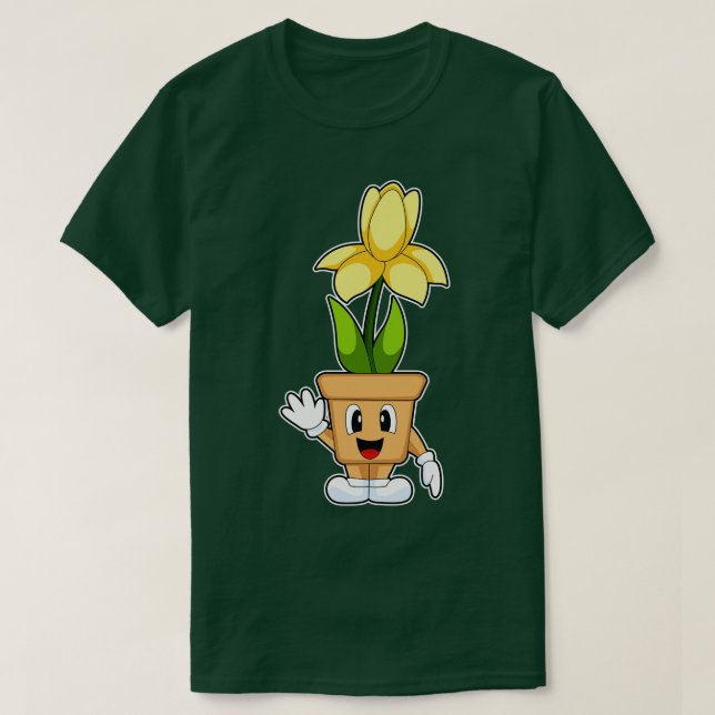 Camiseta Vaso de planta Flor de Narciso (Frente do Design)