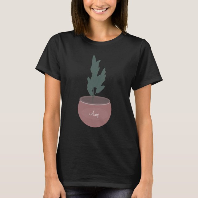 Camiseta Vaso de Planta Personalizado com Nome (Frente)