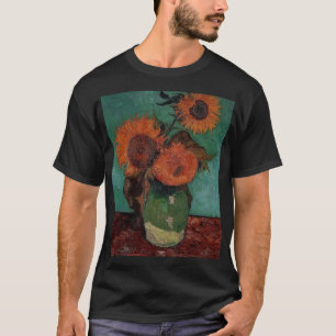 Camiseta vaso de Van Gogh com três girassóis