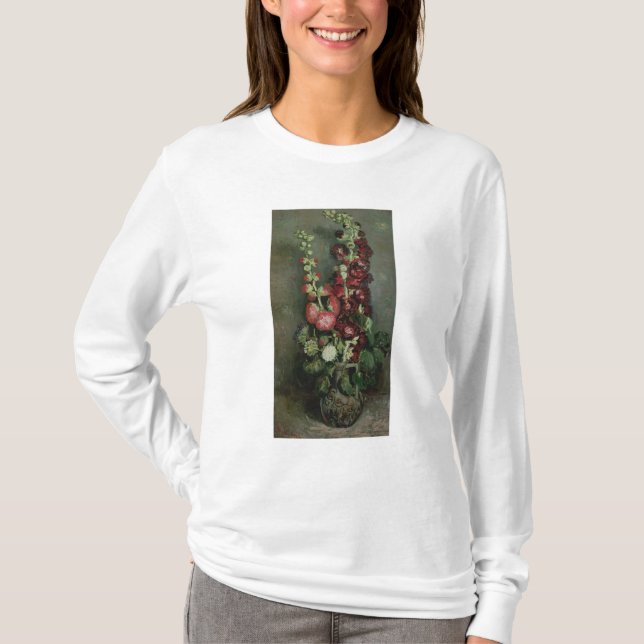 Camiseta Vaso dos Hollyhocks, 1886 de Vincent van Gogh | (Frente)