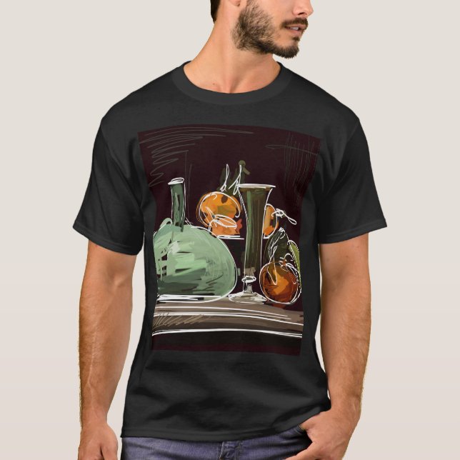 Camiseta Vaso Verde Fruta expressionista (Frente)