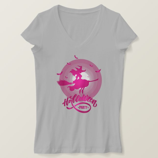 Camiseta Vassoura-bruxa bonito contra Lua Cheia (Frente do Design)