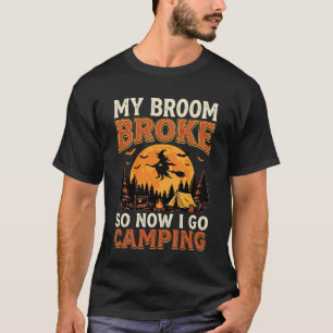 Camiseta Vassoura de Acampamento de Halloween Design de Ter