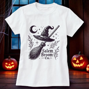 Camiseta Vassoura de Bruxa de Salem no Halloween