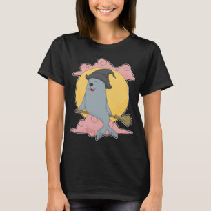 Camiseta Vassoura de Bruxa do Halloween da Foca