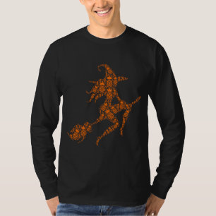 Camiseta Vassoura-de-bruxa-voadora-Dia de as Bruxas engraça