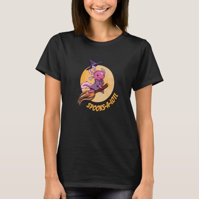 Camiseta Vassoura-De-Chapéu-Bruxa Axolotl Fala Um Lotl Hall (Frente)