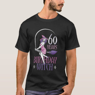 Camiseta Vassoura de festa de 60 anos da bruxa Varinha de f