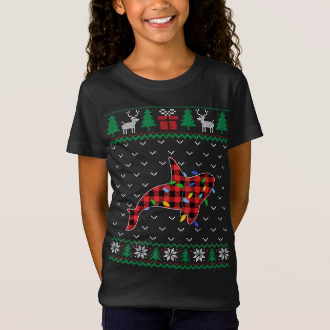 Camiseta Vassoura-de-Natal de Baleia Desorte Xmas Sweate (Frente)